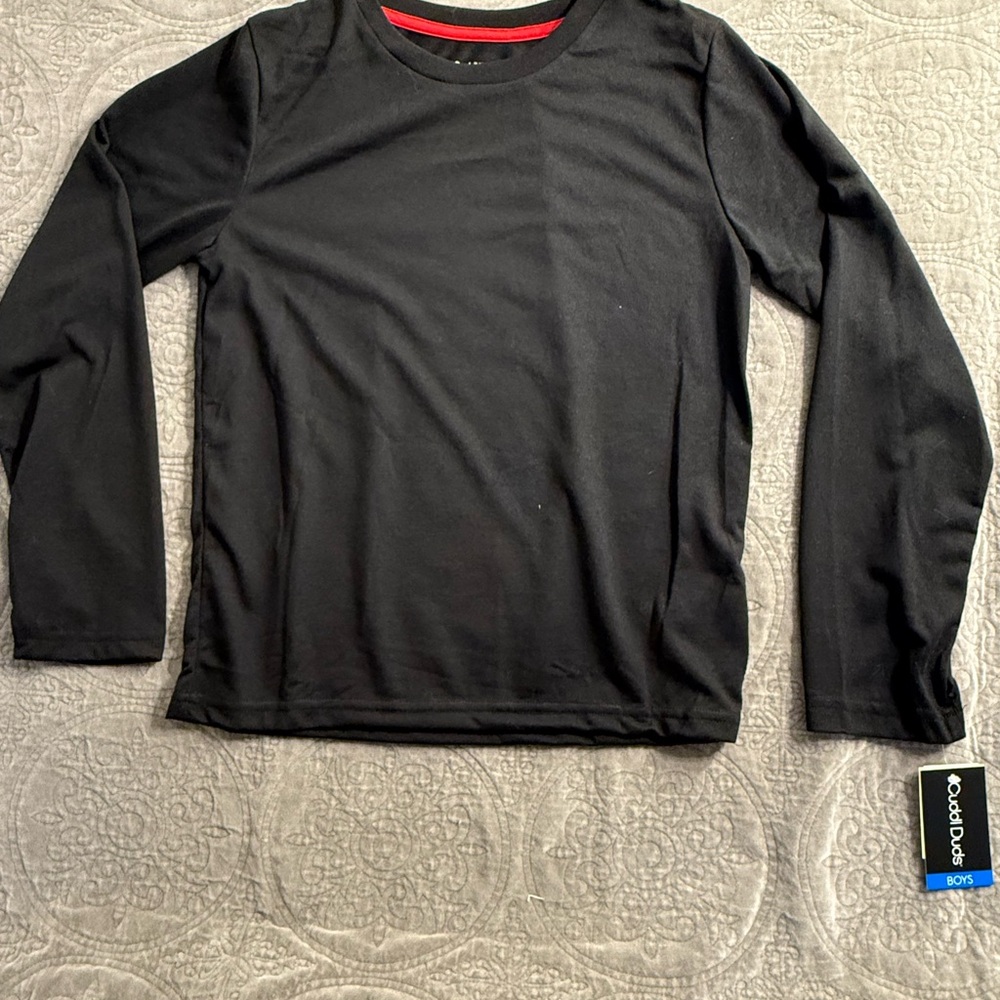 NWT Cuddl Duds Boys Flame Resistant Pajama Top Black L (10/12) Polyester